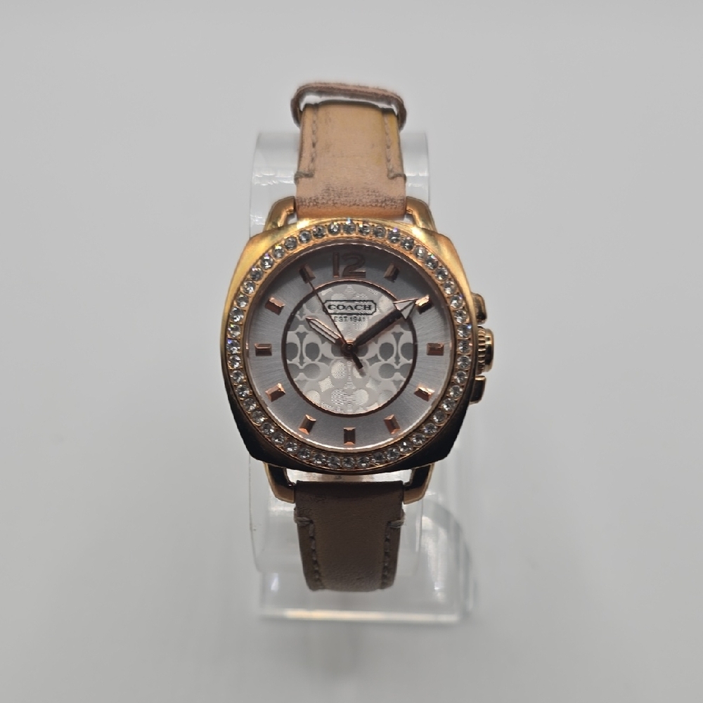 Coach Gold and Tan Crystal Boyfriend Watch